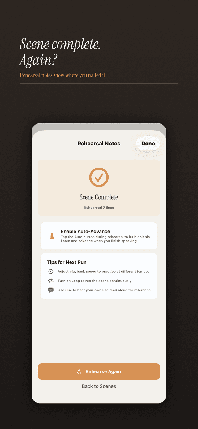 Screenshot of accuracy results showing word-by-word performance after rehearsal