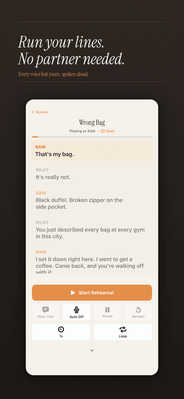 blablabla rehearsal screen showing a scene from Et Dukkehjem
